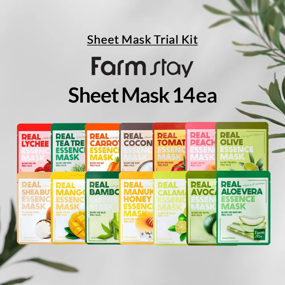 [Farmstay] Real Essence Mask Trial Kit-14types